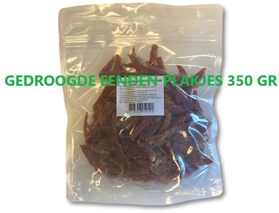 I am gedroogde eendplakjes 350 gr voor honden vanaf 4 maanden- als tussendoortje of... 92% eend
