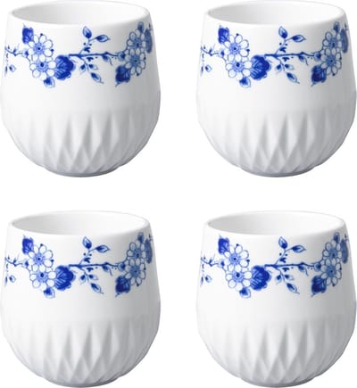Koffiemok Blauw Vouw - Porselein - 200 ml - 4 stuks