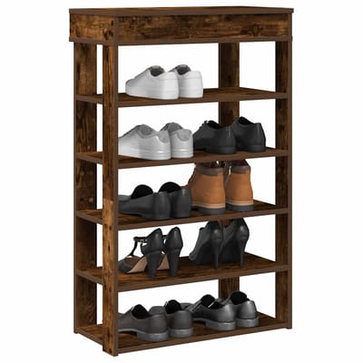vidaXL - Schoenenrek - 60x30x98 - cm - bewerkt - hout - gerookt - eikenkleurig