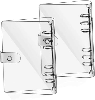 Set van 2 A5 Notitieboek Ringbinders - Transparante Waterdichte PVC Ringbinders met 6 Gaten voor DIY Fotoalbums en Dagboeken