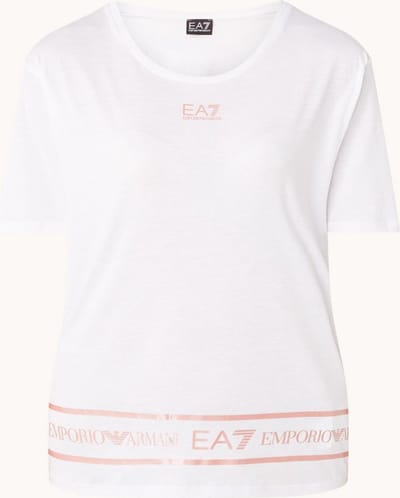 Emporio Armani EA7 Hardloop T-shirt met logoprint - Wit - Maat S