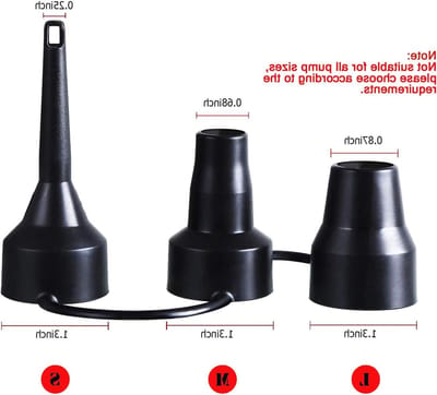 Luchtpomp Nozzles - Opblaasmondstuk Vervanging - Luchtbedden Opblazen - 3 Verschillende Maten - 2 Stuks - Zwart