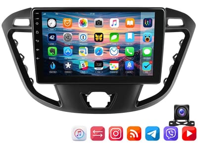 ESSGOO CarPlay autoradio geschikt voor Ford Transit Custom (2012-2021) - 9 inch touchscreen - Android 15 - Draadloos Apple Carplay & Android Auto - 4GB + 64GB - Bluetooth & Wifi GPS Navigatie - 4 Core processor - Achteruitrijcamera