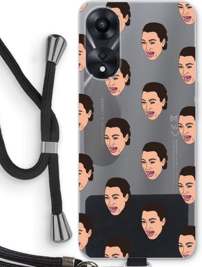 Case Company® - Hoesje met koord geschikt voor Oppo A78 5G hoesje met Koord - Ugly Cry Call - Telefoonhoesje met Zwart Koord - Bescherming aan alle Kanten en Over de Schermrand