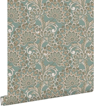 ESTAhome behang vintage bloemen vergrijsd groen - 50 x 900 cm - 131088