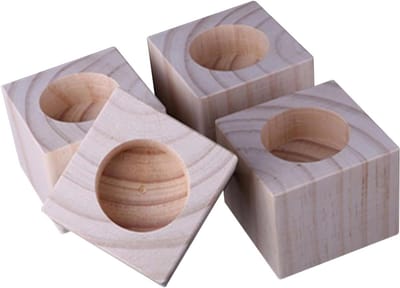 Houten meubelverhogers - Poten verhogen - Meer opbergruimte - Massief grenenhout - 5 cm hoogte - Houtkleur