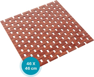 DRESTA Badmat Mira 46X46CM – Douchemat – Badmat antislip – Badmatten – Bamboe Badmat – Donkerbruin