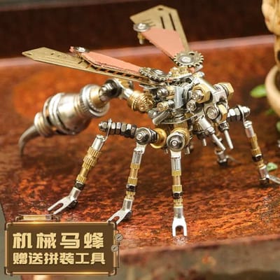 Mechanische Insecten Serie Figuur Premium Metaalmateriaal Meerdelige Details Steampunk-Stijl Insectenbeeldje Montagetool Meegeleverd Premium Kwaliteit W144915WW-