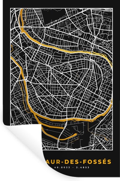 Muurstickers - Sticker Folie - Saint-Maur-des-Fossés - Stadskaart – Frankrijk – Kaart – Plattegrond - 20x30 cm - Plakfolie - Muurstickers Kinderkamer - Zelfklevend Behang - Zelfklevend behangpapier - Stickerfolie