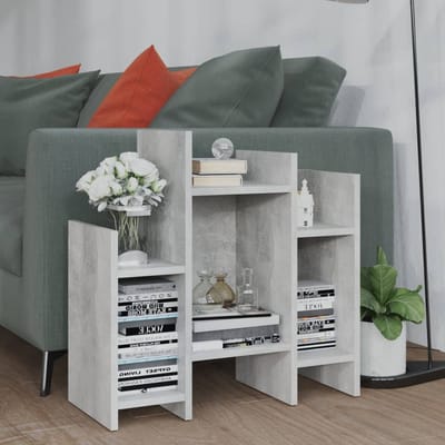 vidaXL - Bijzetkast - 60x26x60 - cm - bewerkt - hout - betongrijs