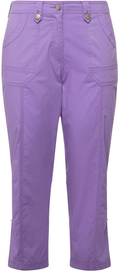 Ulla Popken - Dames - 7/8-cargohose oprolbandje voor broekspijp - Blauwe lila - Maat 60