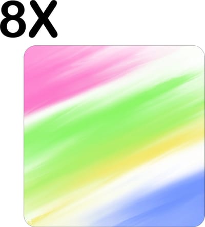 Luxe Placemat - Fel Gekleurde Vegen - Set van 8 Placemats - 50x50 cm - 2 mm dik Vinyl - Anti Slip - Afneembaar