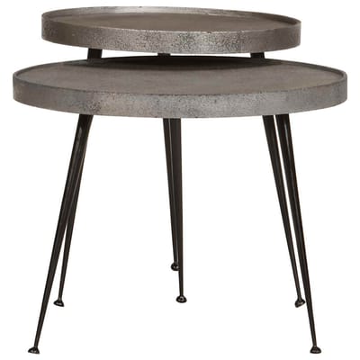 vidaXL - Salontafel - 2 - stuks - zilverkleurig - bewerkt - hout