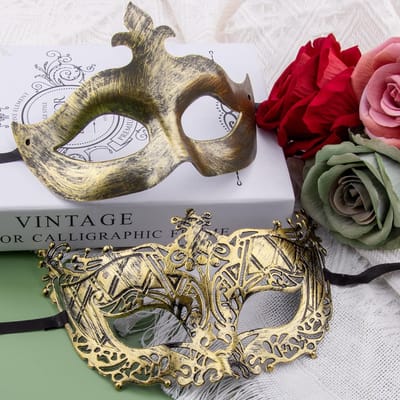108 stuks Venetiaanse maskers, antieke vintage maskers, retro Venetiaanse maskers voor mannen en vrouwen, Halloween
