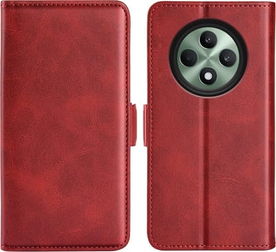 MobyDefend Hoesje - Geschikt voor Oppo Reno12 F - Luxe Wallet Book Case (Sluiting Zijkant) - Rood