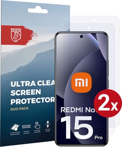Rosso Screen Protector Geschikt voor Xiaomi Redmi Note 15 Pro 4G | Ultra Clear Duo Pack | TPU Folie | Case Friendly Beschermfolie | 2 Stuks