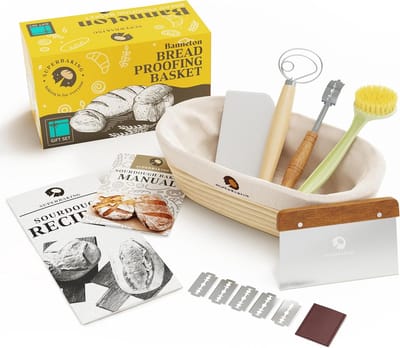 Brood Rijs Mande - Zuurdesem Starterkit - Ambachtelijk Brood Bakken - 15 Delige Set - 254 cm Ovaal - Natuurlijk