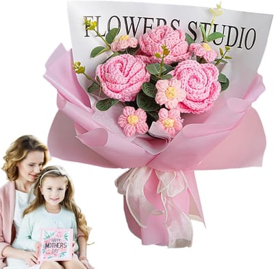 Gehaakt Boeket Bloemen - Handgeweven Decoratie - Woonkamer Aankleding - Tijdloos Design - 30 x 35 cm