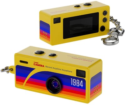 Cadeaus Retro Sleutelhanger Duimcamera Tasbedel Mini Duimcamera Sleutelhanger met 1080P HD Video-opname Rugzak CCD Digitale Camera - Geel