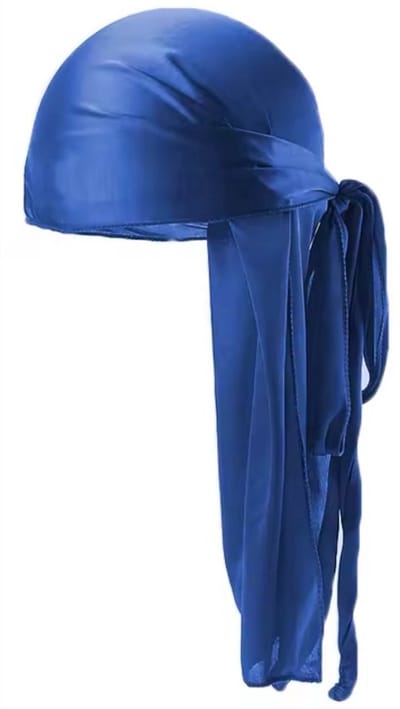 Bandana - Durag - Satijnen bonnet - Wave cap - Krullen beschermen - Silk do-rag - Slaapmuts - Hoofdbedekking - 102x22 cm - Slaapbonnet - Satin bonnet - Hair wrap - Blauw - Jonyx