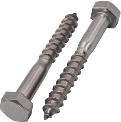 30x A2 RVS Houtschroeven Zeskantkop M8x60mm - DIN 571 Lagbouten