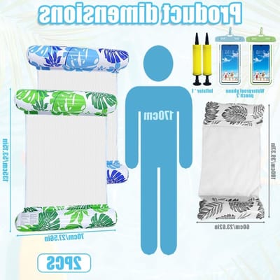 2 Stuks Opblaasbare Hangmat, XL Drijvende Hangmat, Opblaasbare Bed voor Zwembad en Strandfeest, Geschikt voor Volwassenen en Kinderen