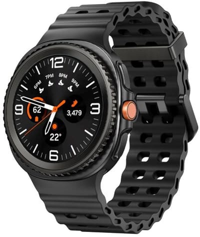 By Qubix - smartwatch bandje - Compatible Samsung bandje - Marine siliconen band - Zwart - Geschikt voor Samsung Galaxy Watch 9 (40/44mm) - Watch 8 (40/44mm) - Watch 8 Classic (46mm)