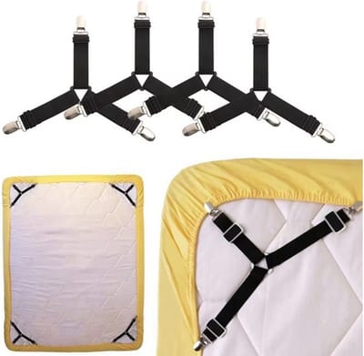 Actie4you® - Dekbed Lakenspanner - Dekbed Clips - Laken Aanspanners - Laken Bretels – Tafelkleed Spanner - 4 stuks - Zwart