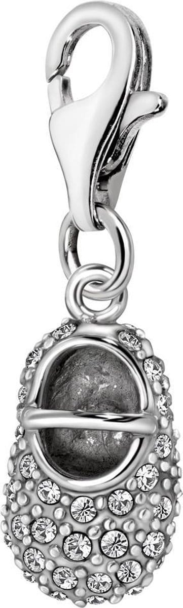 Quiges – 925 - Zilver – Charm - Bedel - Hanger - 3D Schoen Sandaal met Zirkonia - met – sterling - zilver - karabijnslot - geschikt - voor -Bedelarmband HC175
