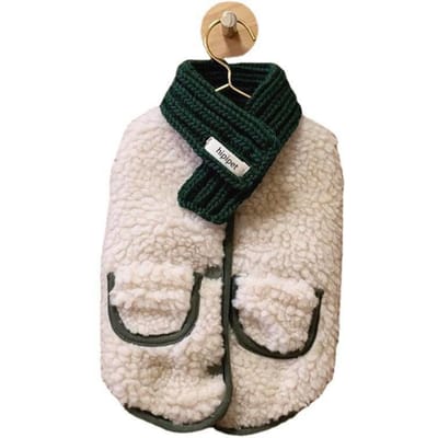 Dikke Warme Huisdier Hondenkleding Winter Honden Katten Jas Cadeau Sjaal Katoen Pluche Jas voor Puppy Ropa Perro Franse Bulldog Kattenkleding S black