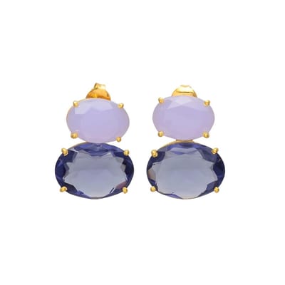 Statement Oorbellen Liv met Lavendel Chalcedoon – Luxe & Uniek Cadeau