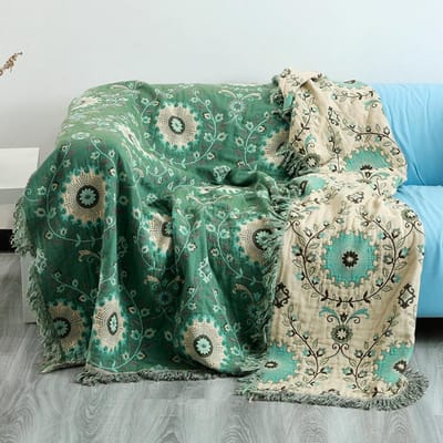 Zomerdeken Katoenen mousseline Gaas Bedlaken Bankhoes Nap Thread Dekens Voor Bed Bohemen Stijl Zachte Reisdeken 150x200cm gray