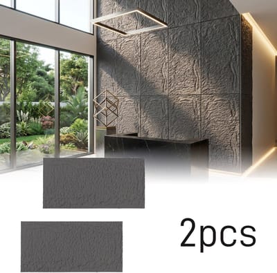 Froadp 2 stuks Plaatwerk met rotslook, 120 x 62 cm, 5 cm dik wandpanelen, PU-wandbekleding Lichtgrijs