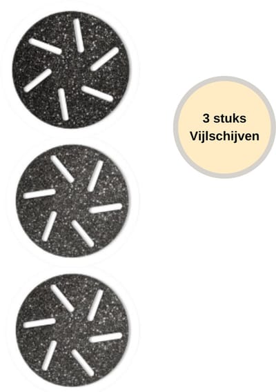 3 Vijlschijven voor BAESS Eeltverwijderaar - Vijlschijf - Schuurschijf - Kristal - Grof, Medium en Fijn