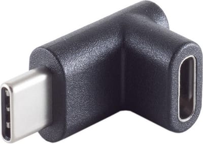 USB-C naar USB-C adapter - haaks naar boven/beneden - USB3.2 (tot 10 Gbit/s) - PD tot 20V/5A / zwart