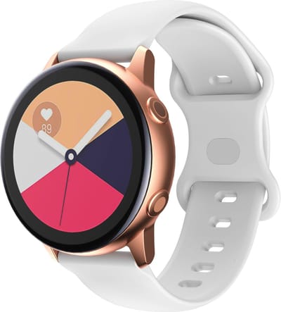 Cadorabo Silicone bandje 20mm geschikt voor Samsung Galaxy Watch 42mm / 3 / 4 / 5 / Sport in WIT - Vervangingsmanchet geschikt voor Huawei Watch 2 geschikt voor Nokia Steel geschikt voor LG Watch Sport enz.
