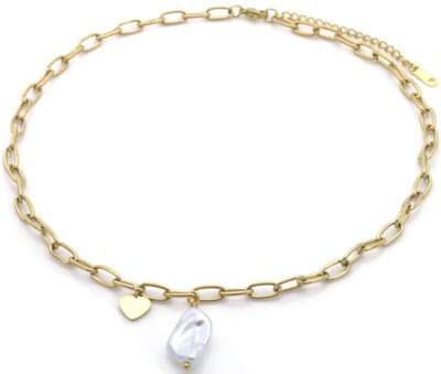 RVS ketting met hanger - Ketting - Zee - Zon - Goudkleurig - Stainless Steel - Design - Nikkel Free - Ketting dames - Waterproof