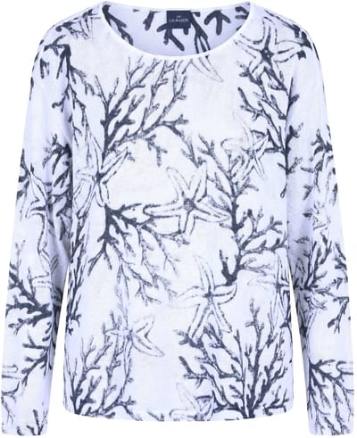 Laurasøn - Dames - Trui met print lange mouwen - Marine - Maat 44+