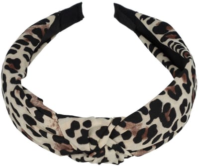 Haarsoires Haarband Diadeem 3cm – Knoop - Panterprint – Zwart Bruin Grijs - Zachte Haarbeugel - voor Dames & Meisjes