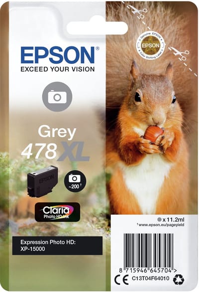 Epson Squirrel 478XL Eekhoorn Claria Photo HD afzonderlijke grijze inkt