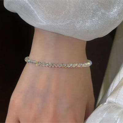 Glanzende Kleurrijke Kristallen Armband Elastische Rekbare Armband Zoete Sieraden gray