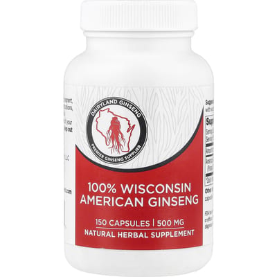 Dairyland Ginseng, 100% Wisconsin Ginseng, 500mg, 150 Capsules