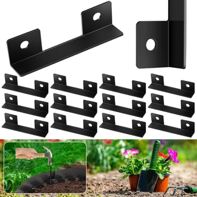 Set van 30 zwarte tuinrandverbinders - geen graven benodigd - passend voor gazon en tuinafscheidingen