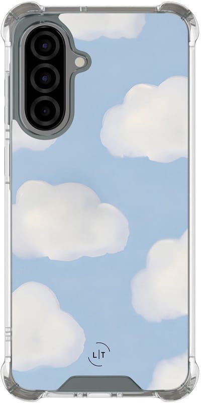 Shockproof hoesje - Geschikt voor Samsung Galaxy A36 - Wolken - Extra sterke case - TPU/polycarbonaat - Natuur - Blauw, Transparant
