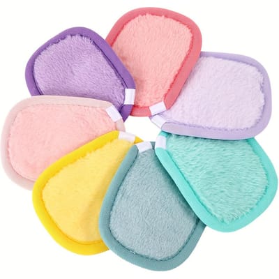 7 Stuks Zachte Flanellen Herbruikbare Make-up Remover Pads Veelkleurig Vierkant Vorm Voor Zachte Gezichtsreiniging Wasbaar 7pcs pink