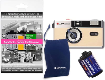 Analoge 35mm Filmcamera Set - Inclusief Film, Batterij & Ontwikkelset voor Zwart-Wit Foto's