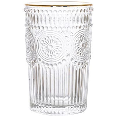 Vintage Glazen met Reliëf Drinkglazen Waterglazen Moderne Glazen met Reliëf white