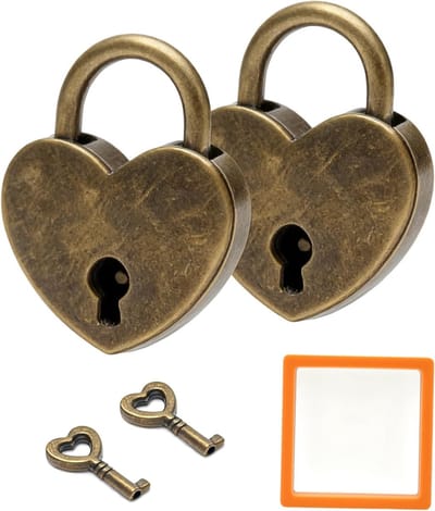 Dailygoods- Hangslot Mini Hartvorm - 3 Stuks - Vintage Liefdesslot