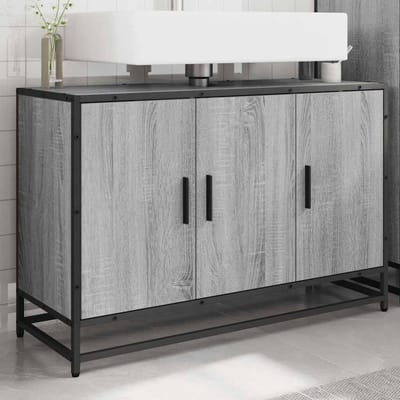 vidaXL - Wastafelkast - 90x33x60 - cm - bewerkt - hout - grijs - sonoma - eikenkleurig