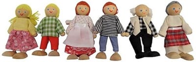 Playwood - Poppenhuis poppetjes Familie - 6 buigpopjes voor poppenhuis